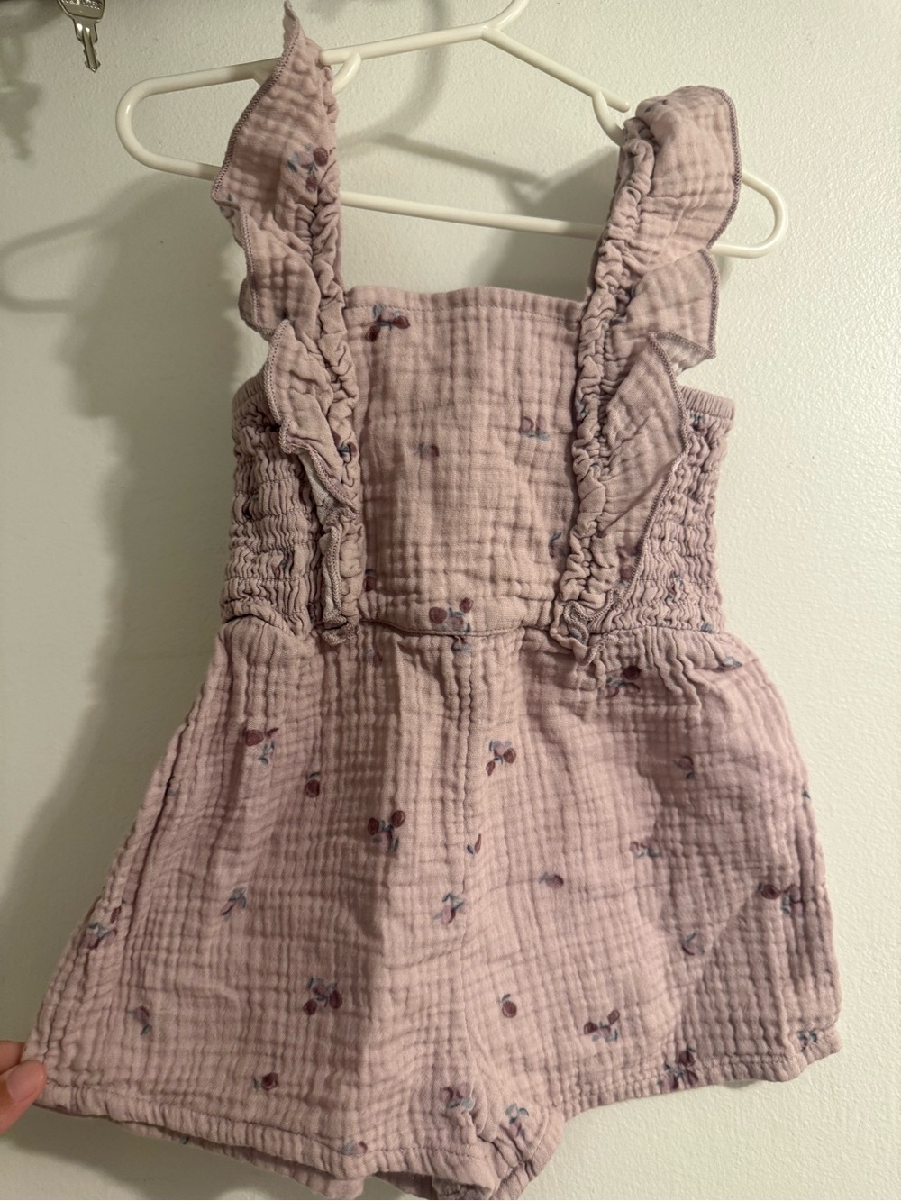 Girls' Dusty Pink Ruffled Strap Romper